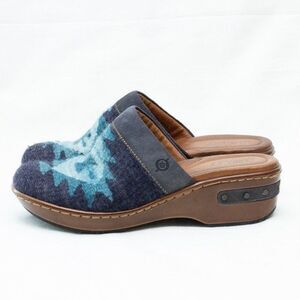 New Born Women Bandy Wool Navy Clog Shoe 6 Southwest Aztec Tribal Blanket Rare